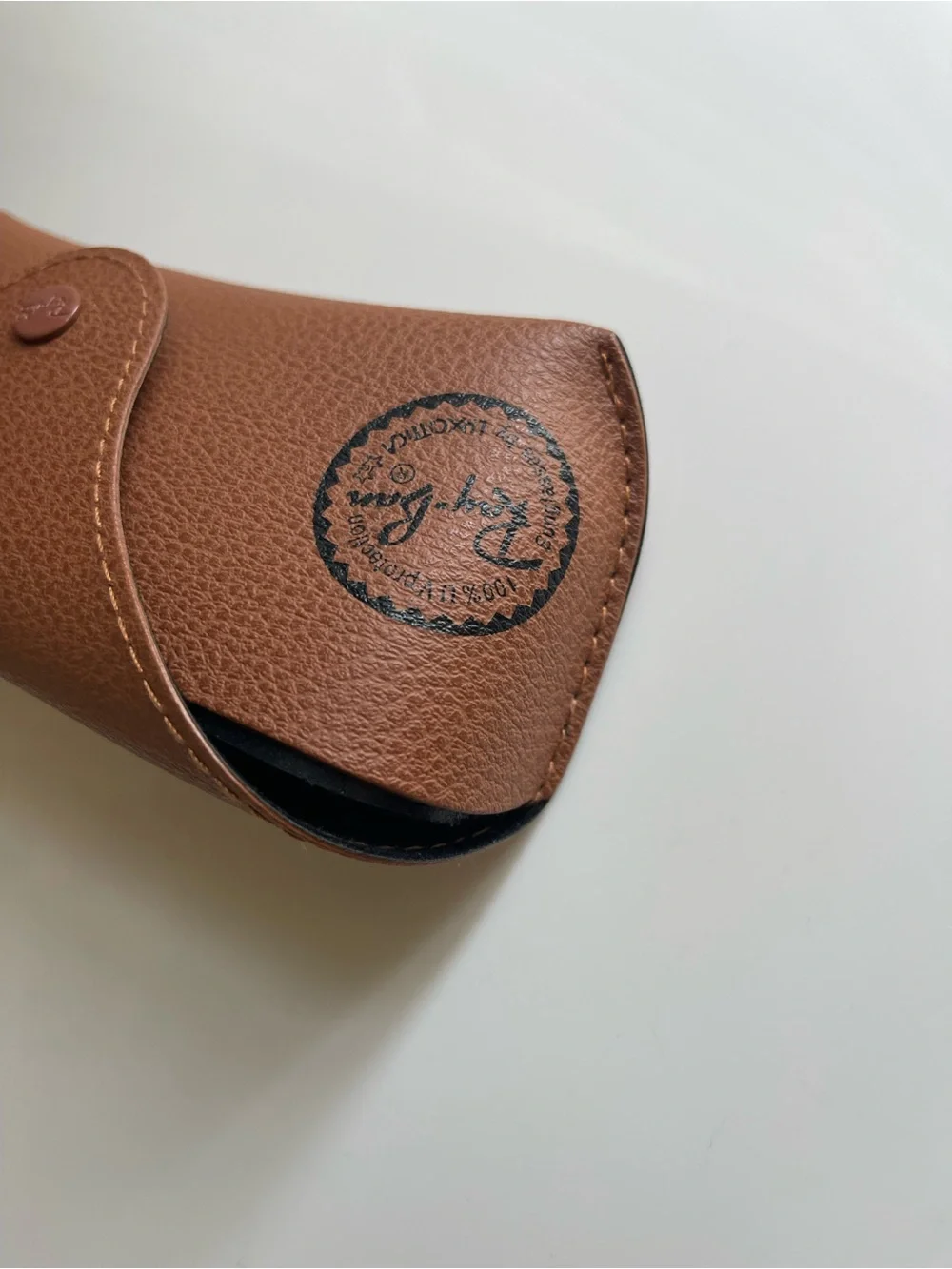Ray-Ban Tan Pebbled Leather Sunglass Case
